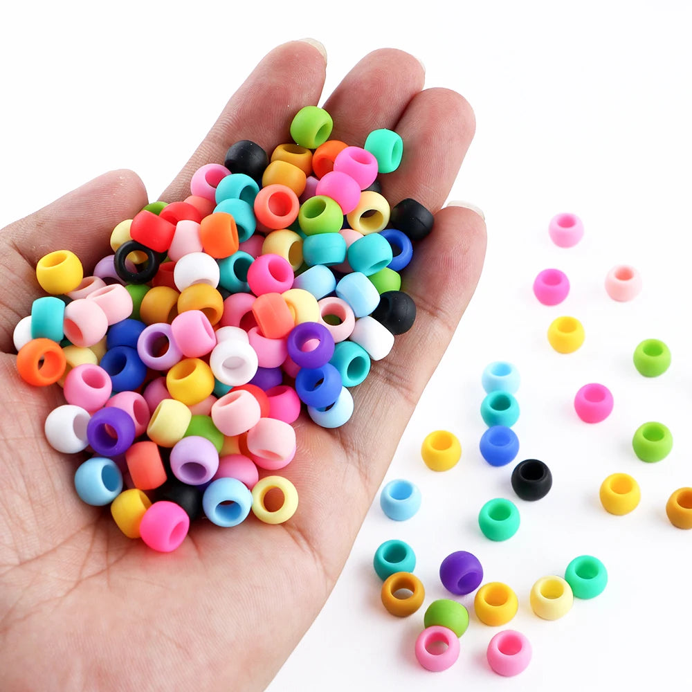 50/100pcs Silicone Hair positioning  Beads 6x9MM Big Hole Spacer Beads For Diy Jewelry Charms Bracelets Making Hair Supplies