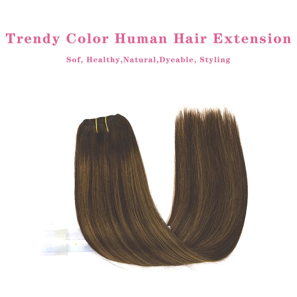 PLADIO T2/2/6 Remy Human Hair Clip ins 7Pcs 14-26 Inch Straight Invisible Hair Extensions for Women [Silky & No Tangling