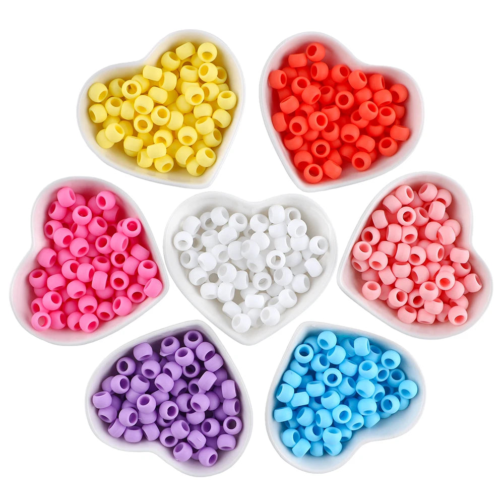 50pcs 6*9mm Large Hole Pony Candy Colorful Silicone Beads Set For Jewelry Making DIY Hair Braiding Bracelet Necklace Handicrafts