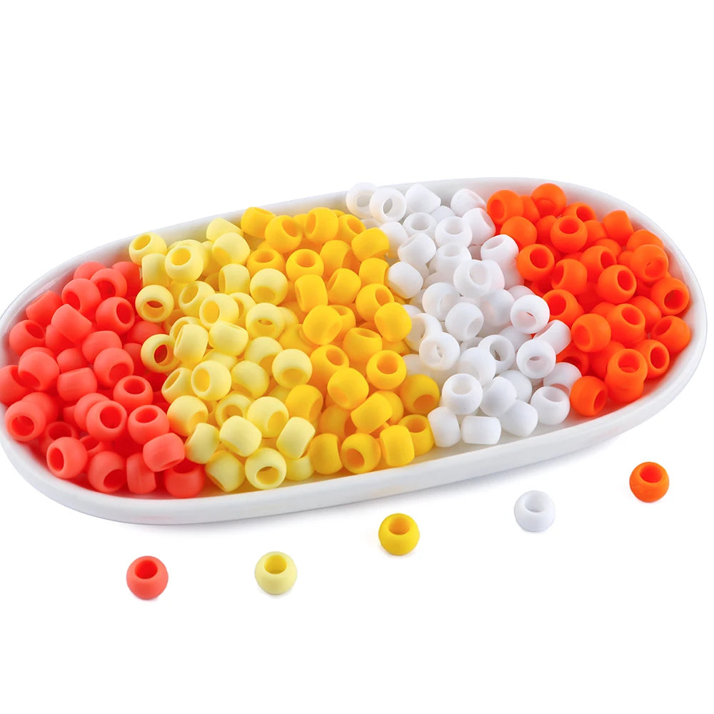 50pcs 6*9mm Large Hole Pony Candy Colorful Silicone Beads Set For Jewelry Making DIY Hair Braiding Bracelet Necklace Handicrafts