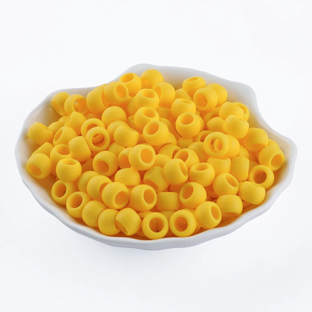 50pcs 6*9mm Large Hole Pony Candy Colorful Silicone Beads Set For Jewelry Making DIY Hair Braiding Bracelet Necklace Handicrafts