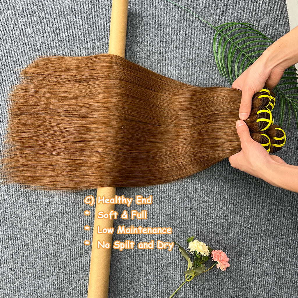 #4 Dark Brown Silky Straight 100% Human Hair Bundles 15A Raw 1 3 4 Pcs Hair Weave Colored Bundles Double Weft Extensions
