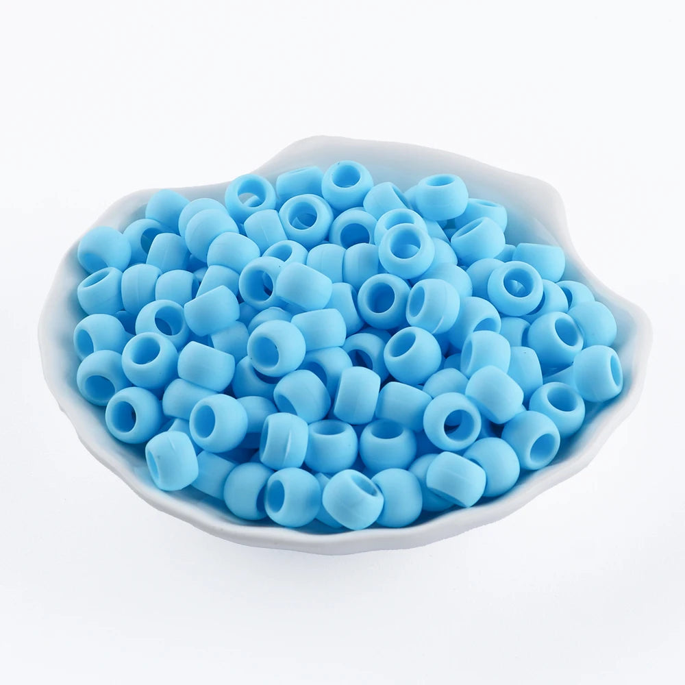 50pcs 6*9mm Large Hole Pony Candy Colorful Silicone Beads Set For Jewelry Making DIY Hair Braiding Bracelet Necklace Handicrafts