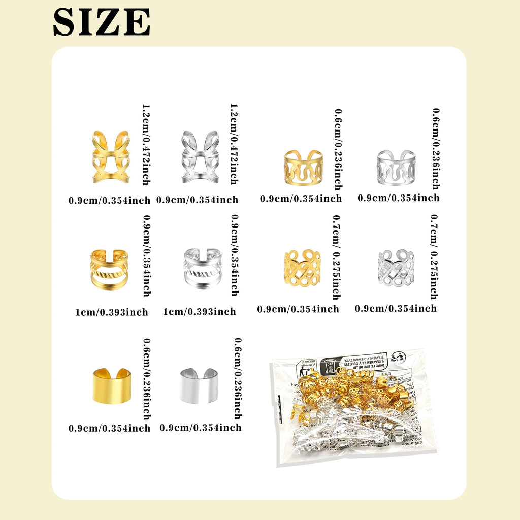 100PCS Alloy Hair Jewelry for Braid Dreadlock Accessories Metal Braid Clip Hair Clip Locs Jewelry for Women Men Hair Accessories