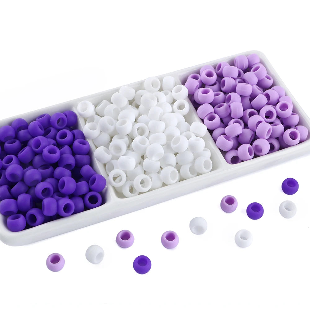 50pcs 6*9mm Large Hole Pony Candy Colorful Silicone Beads Set For Jewelry Making DIY Hair Braiding Bracelet Necklace Handicrafts