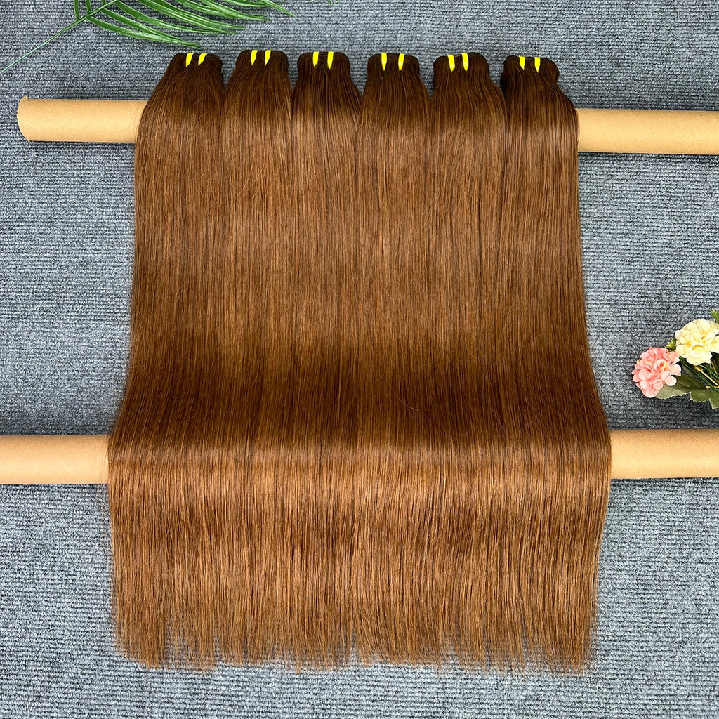 #4 Dark Brown Silky Straight 100% Human Hair Bundles 15A Raw 1 3 4 Pcs Hair Weave Colored Bundles Double Weft Extensions