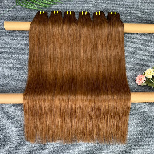 #4 Dark Brown Silky Straight 100% Human Hair Bundles 15A Raw 1 3 4 Pcs Hair Weave Colored Bundles Double Weft Extensions