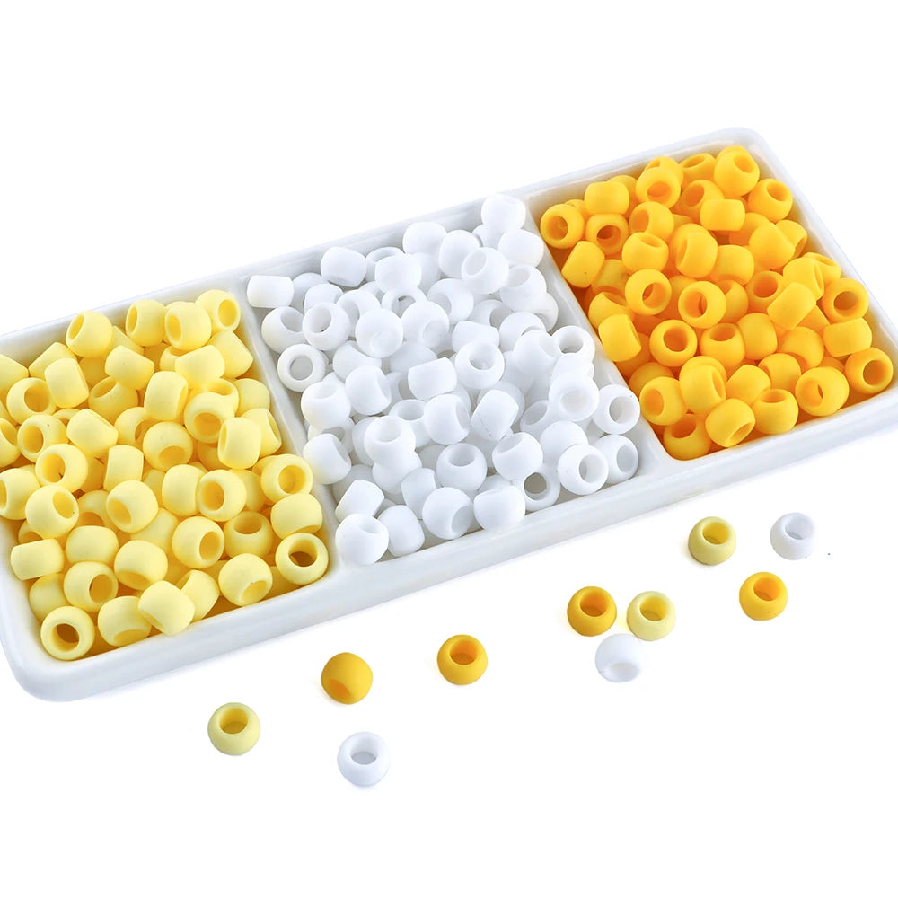 50pcs 6*9mm Large Hole Pony Candy Colorful Silicone Beads Set For Jewelry Making DIY Hair Braiding Bracelet Necklace Handicrafts