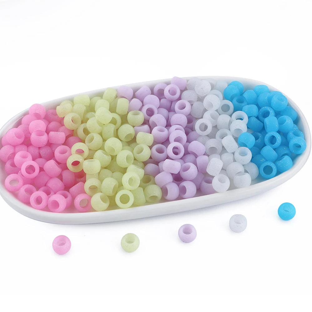 50pcs 6*9mm Large Hole Pony Candy Colorful Silicone Beads Set For Jewelry Making DIY Hair Braiding Bracelet Necklace Handicrafts