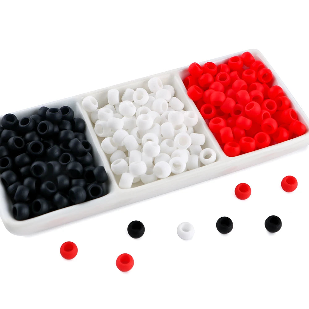 50pcs 6*9mm Large Hole Pony Candy Colorful Silicone Beads Set For Jewelry Making DIY Hair Braiding Bracelet Necklace Handicrafts