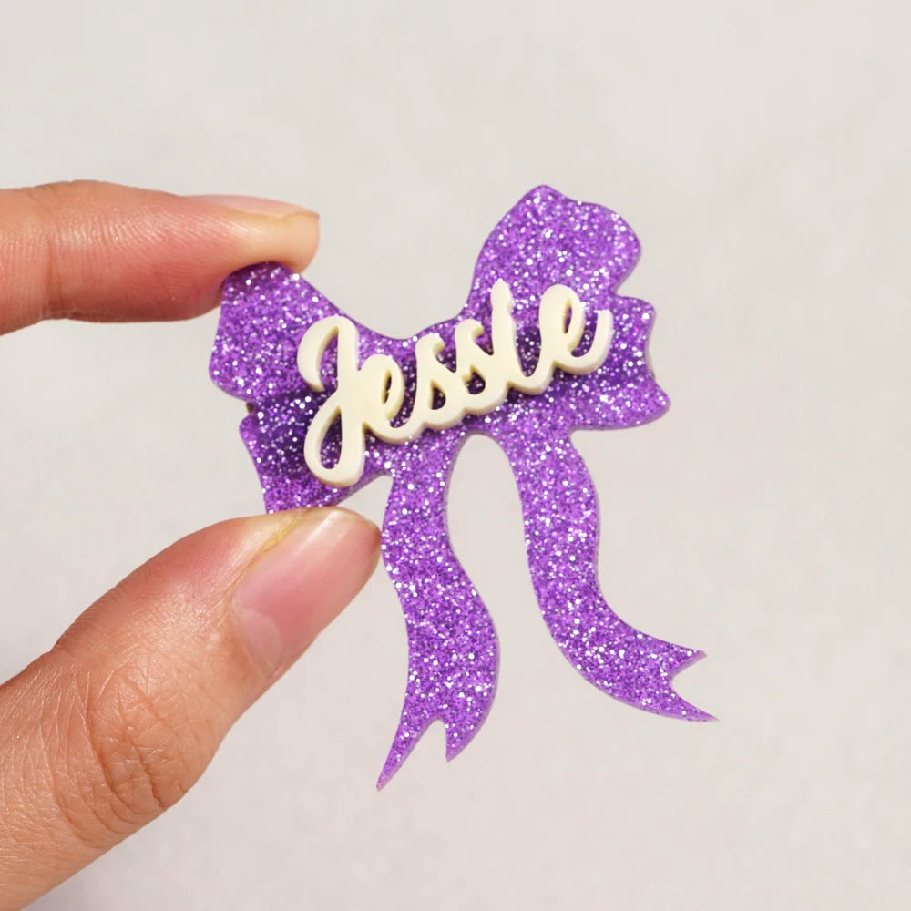 1PC Custom PMMA Hair Clip - Personalized Bow & Name Accessory | Laser Engraved DIY Cute Unique Gift for Teens Daily Use