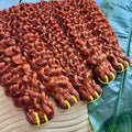 #350 Colored Deep Curly Human Hair Bundles Ginger Orange 100% Virgin Vietnamese Wavy Hair Weave Extensions 100 Grams/Bundle