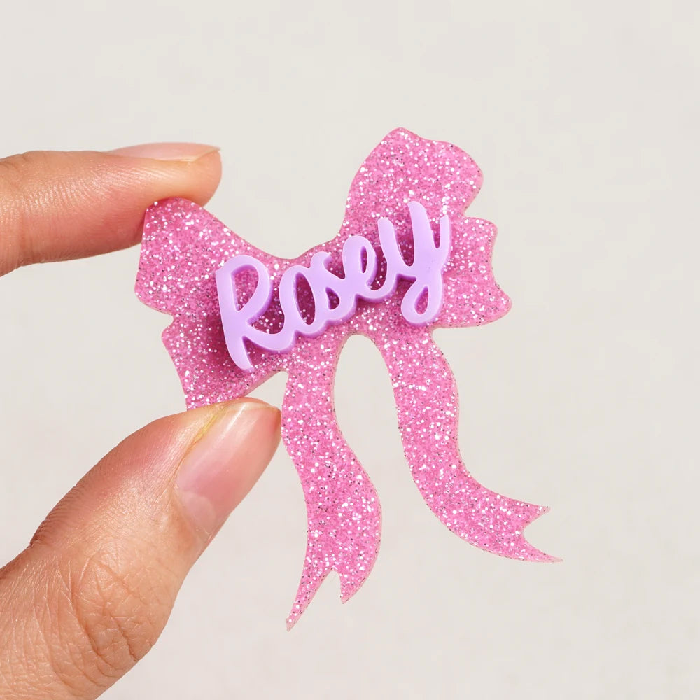 1PC Custom PMMA Hair Clip - Personalized Bow & Name Accessory | Laser Engraved DIY Cute Unique Gift for Teens Daily Use