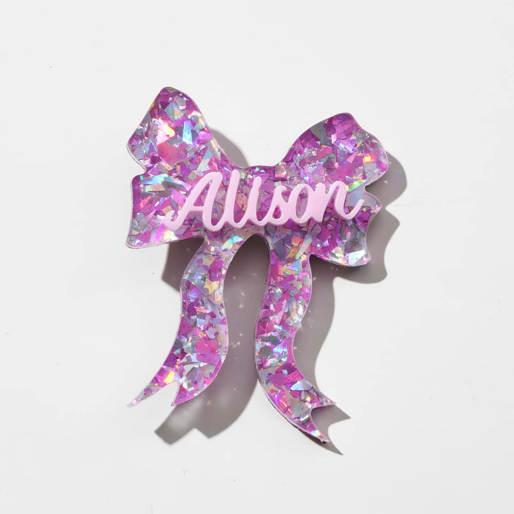 1PC Custom PMMA Hair Clip - Personalized Bow & Name Accessory | Laser Engraved DIY Cute Unique Gift for Teens Daily Use