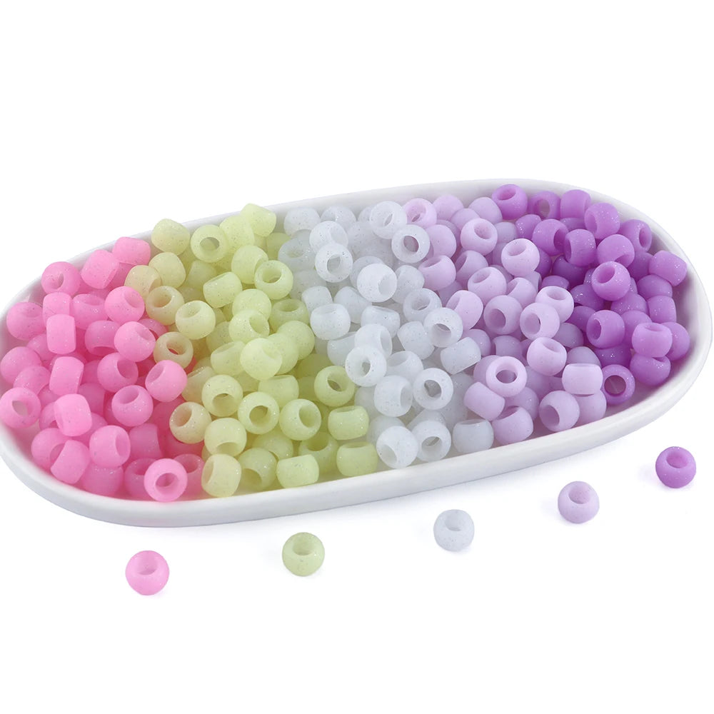 50pcs 6*9mm Large Hole Pony Candy Colorful Silicone Beads Set For Jewelry Making DIY Hair Braiding Bracelet Necklace Handicrafts