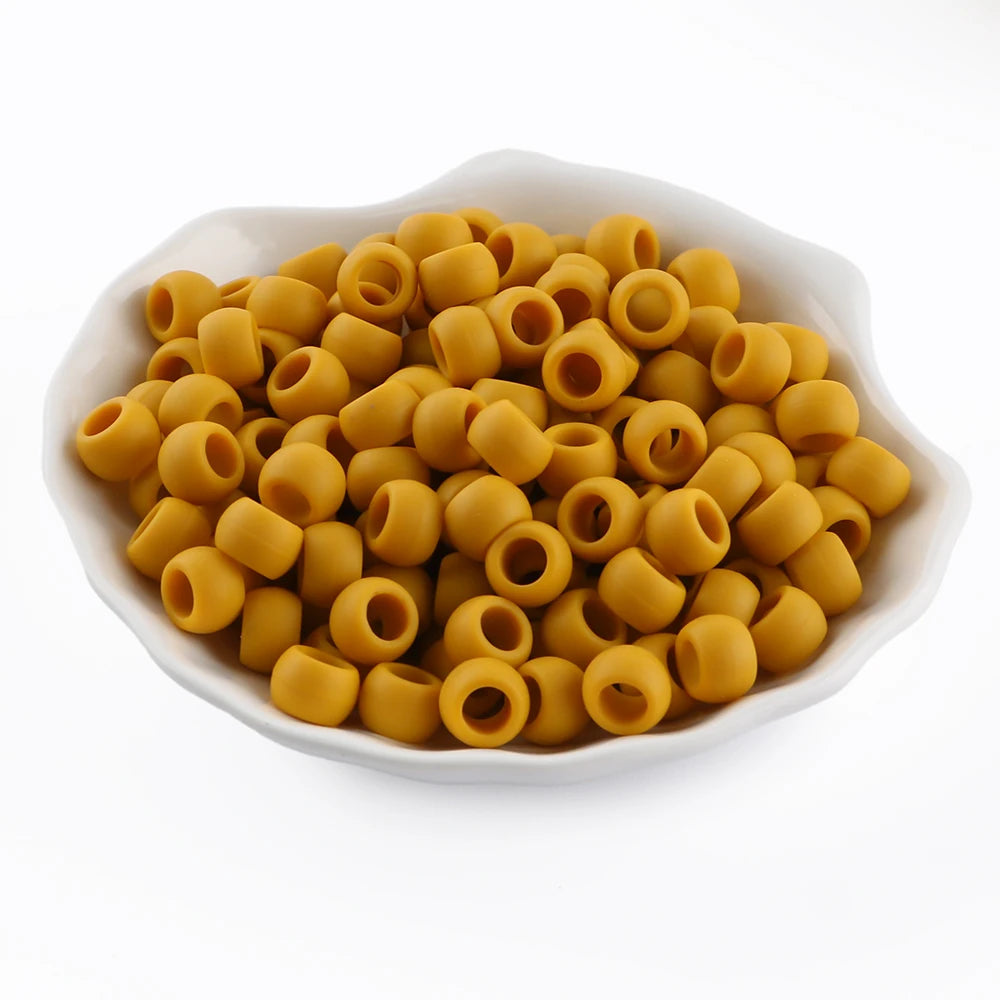 50/100pcs Silicone Hair positioning  Beads 6x9MM Big Hole Spacer Beads For Diy Jewelry Charms Bracelets Making Hair Supplies