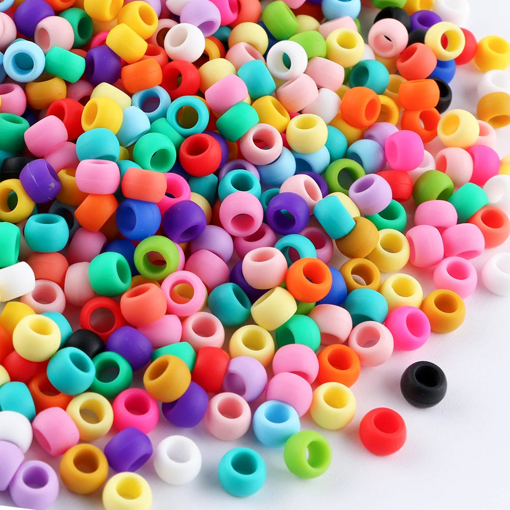 50/100pcs Silicone Hair positioning  Beads 6x9MM Big Hole Spacer Beads For Diy Jewelry Charms Bracelets Making Hair Supplies