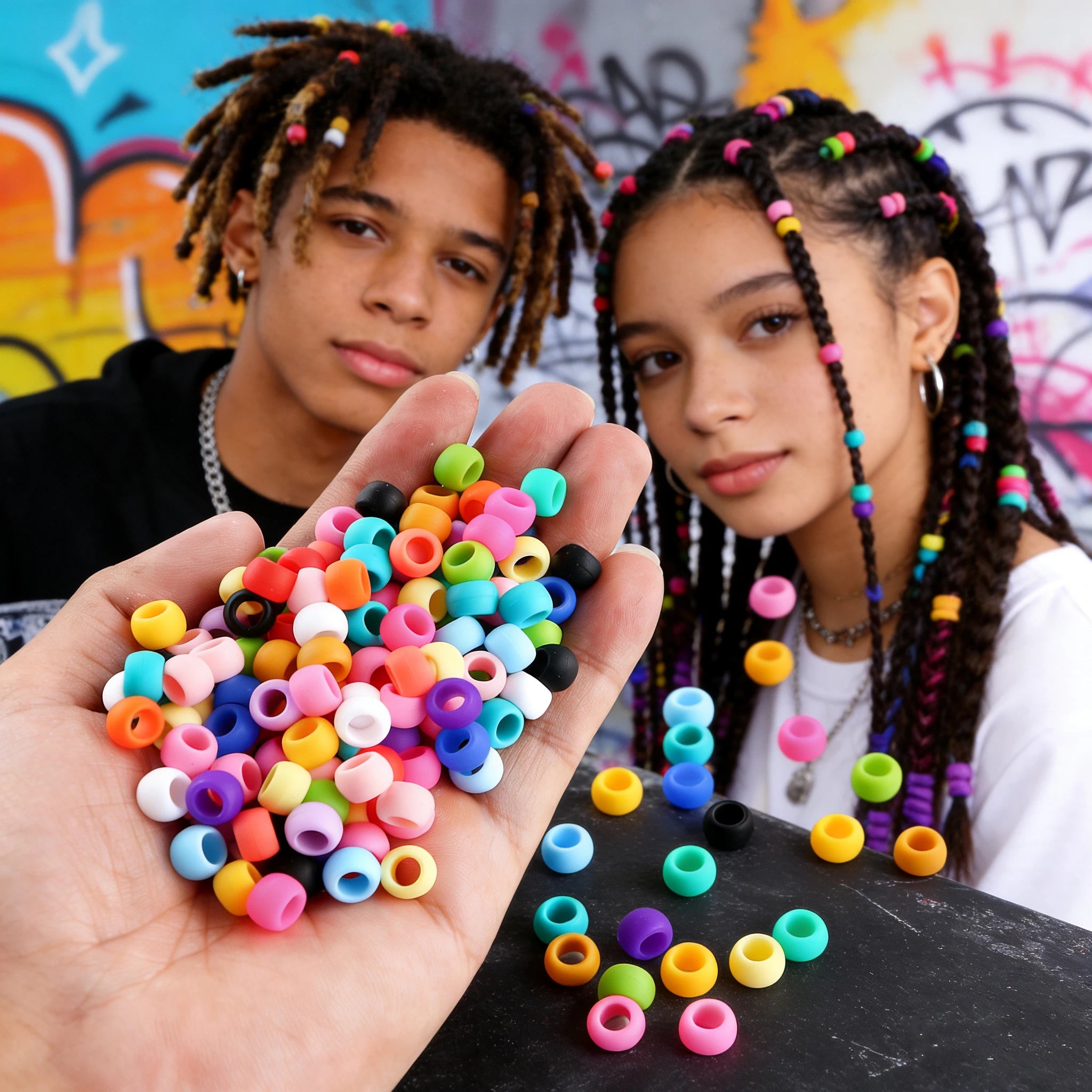 50/100pcs Silicone Hair positioning  Beads 6x9MM Big Hole Spacer Beads For Diy Jewelry Charms Bracelets Making Hair Supplies