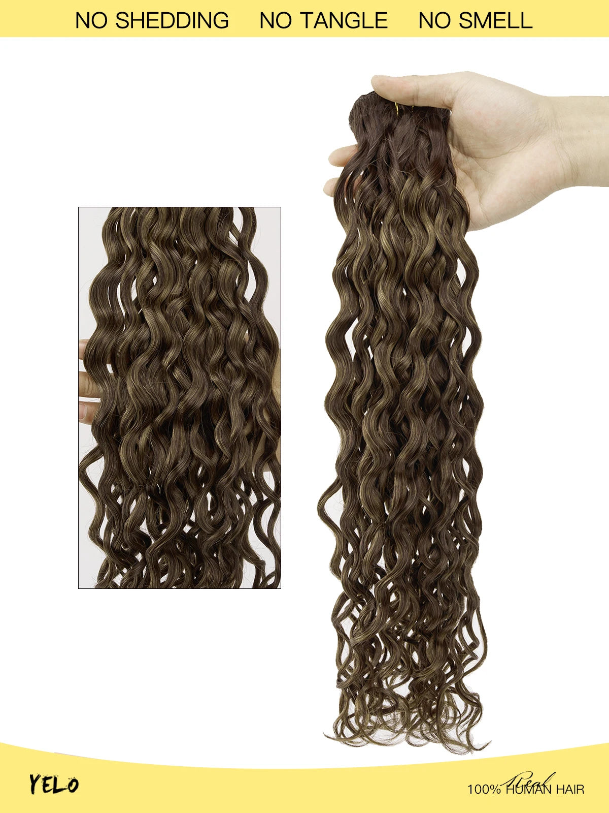 Yelo Curly Clip in Hair Extensions Real Human Hair Wet and Wavy 100% Brazilian Remy Human Hair Clip on 12-26 inch For Women