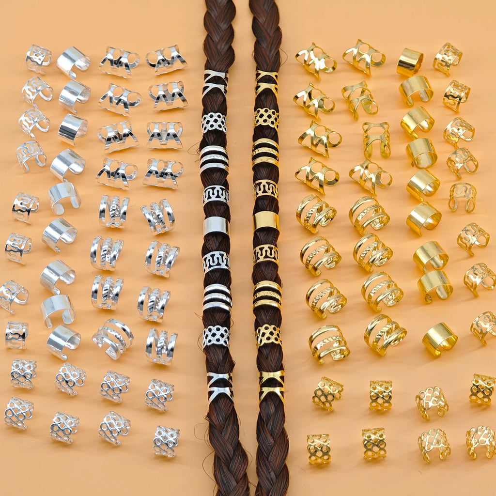 100PCS Alloy Hair Jewelry for Braid Dreadlock Accessories Metal Braid Clip Hair Clip Locs Jewelry for Women Men Hair Accessories