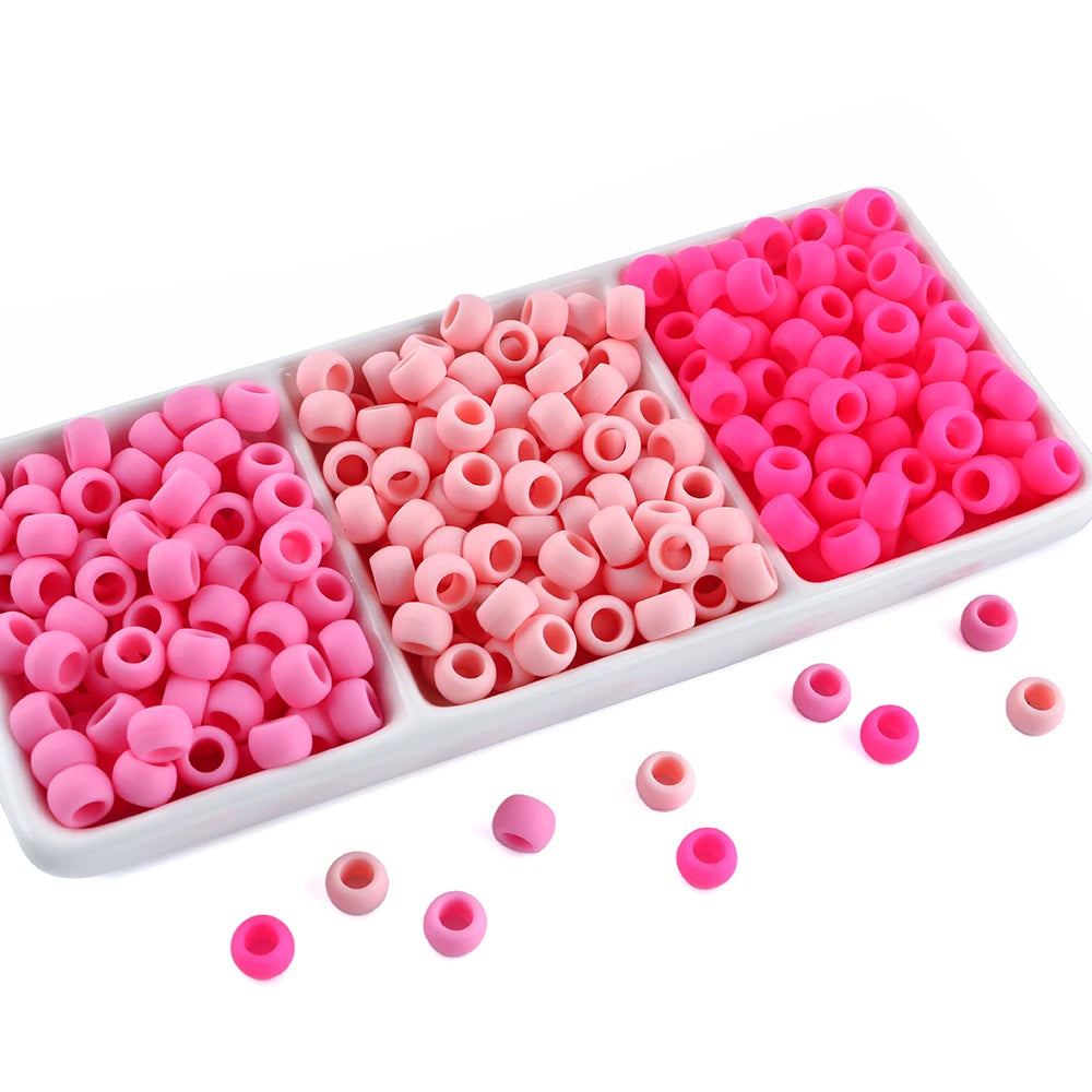 50pcs 6*9mm Large Hole Pony Candy Colorful Silicone Beads Set For Jewelry Making DIY Hair Braiding Bracelet Necklace Handicrafts