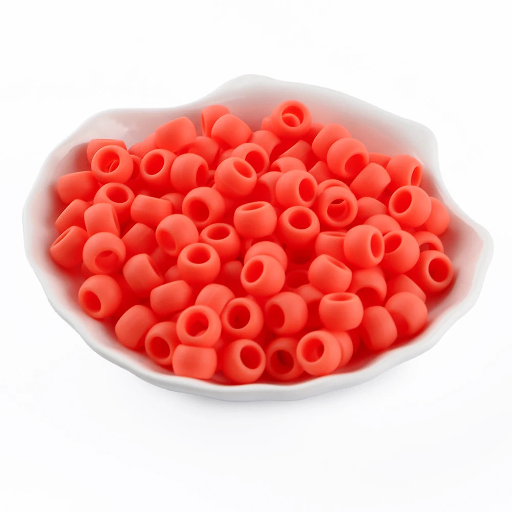 50/100pcs Silicone Hair positioning  Beads 6x9MM Big Hole Spacer Beads For Diy Jewelry Charms Bracelets Making Hair Supplies