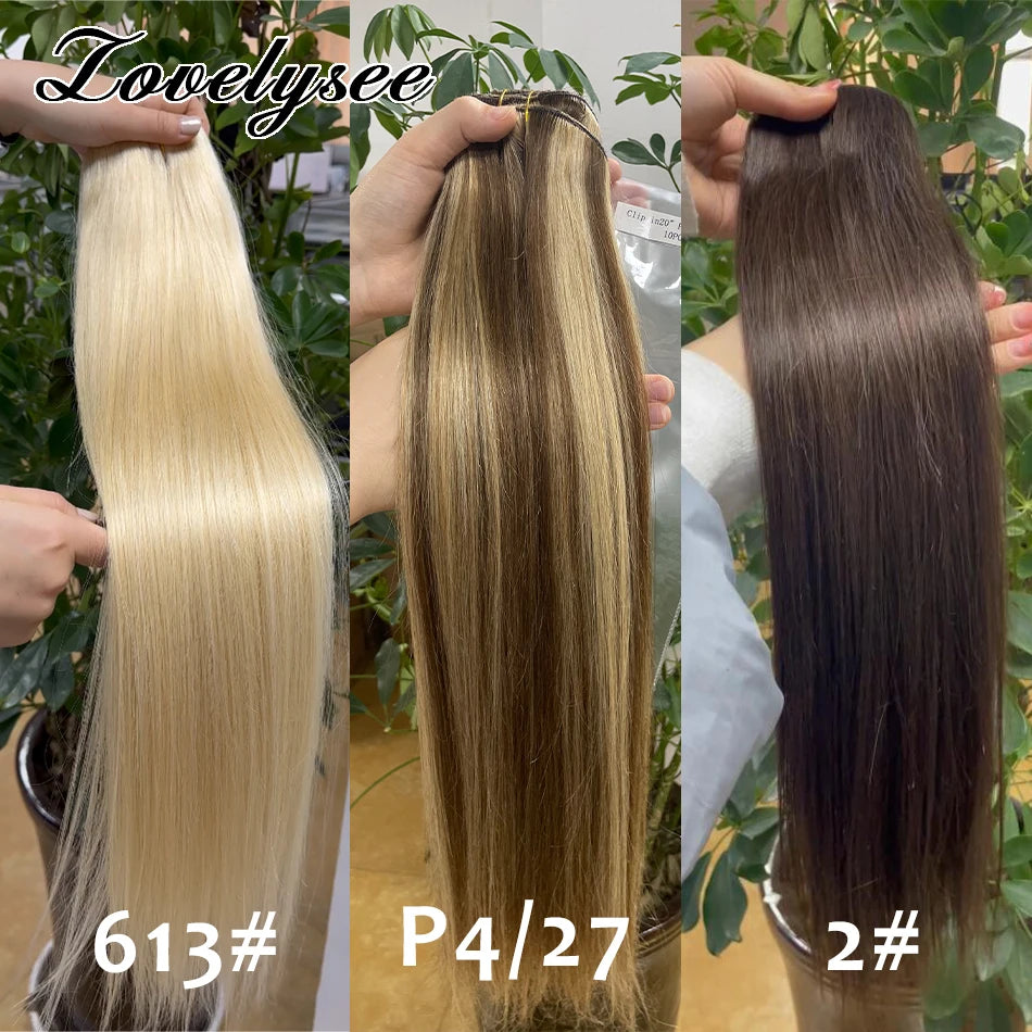 240G Clip In Hair Extensions Human Hair Double Weft Straight 100% Remy Hair Clip In Russian Human Hair Extensions For Women