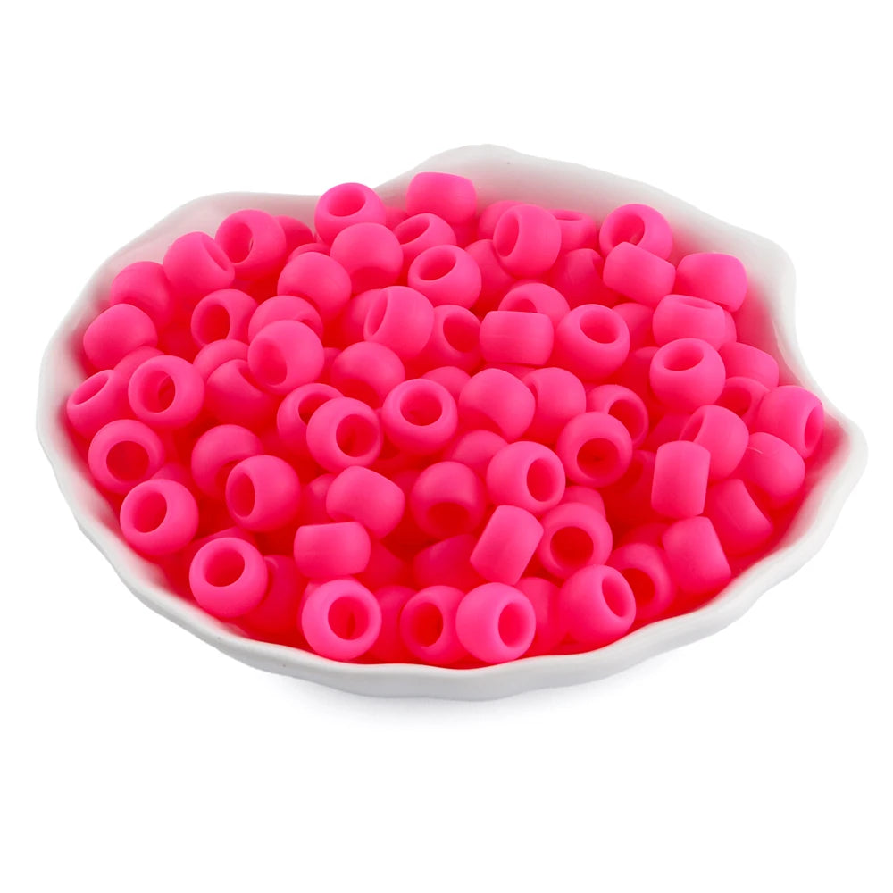 50/100pcs Silicone Hair positioning  Beads 6x9MM Big Hole Spacer Beads For Diy Jewelry Charms Bracelets Making Hair Supplies