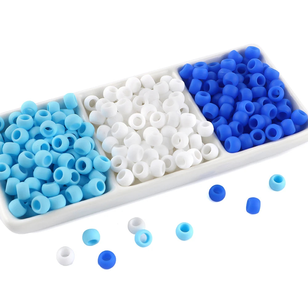 50pcs 6*9mm Large Hole Pony Candy Colorful Silicone Beads Set For Jewelry Making DIY Hair Braiding Bracelet Necklace Handicrafts