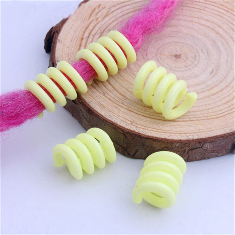 50Pcs 12x18mm Mix Color Acrylic Big Hole Spring Hair Dreadlock Beads Hair Braid Rings Cuff Clips Tube Hair Styling Accessories