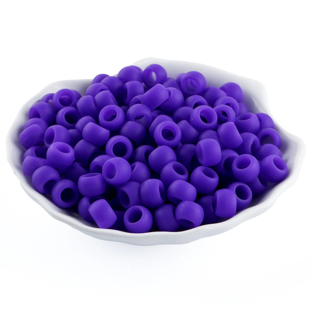 50/100pcs Silicone Hair positioning  Beads 6x9MM Big Hole Spacer Beads For Diy Jewelry Charms Bracelets Making Hair Supplies