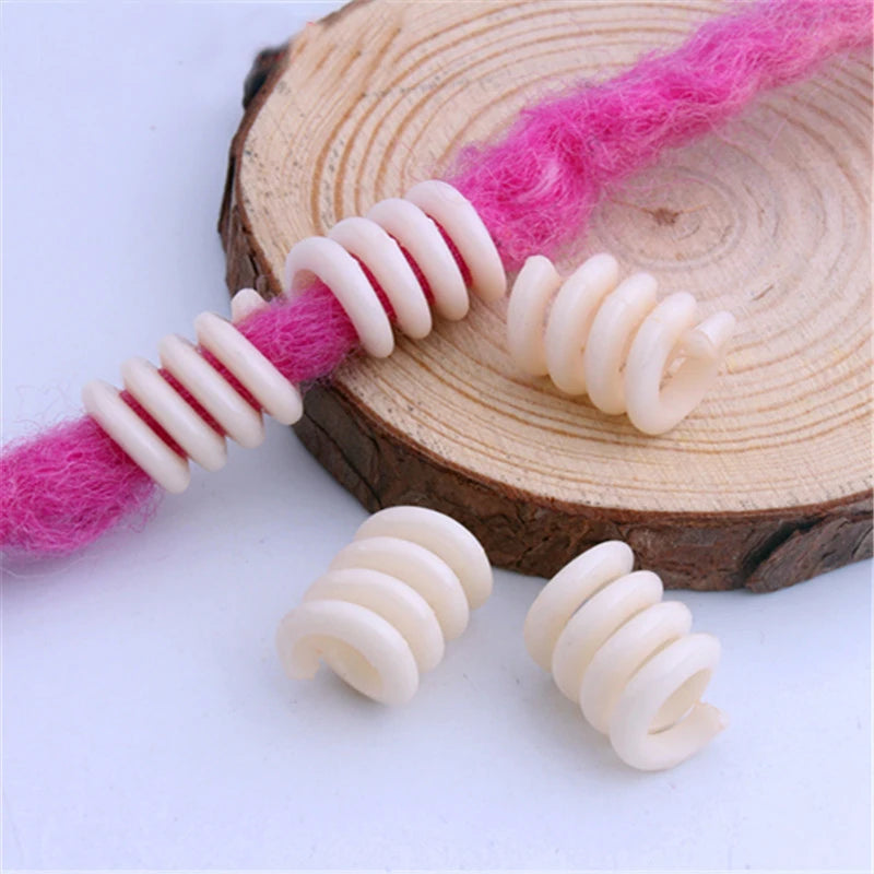 50Pcs 12x18mm Mix Color Acrylic Big Hole Spring Hair Dreadlock Beads Hair Braid Rings Cuff Clips Tube Hair Styling Accessories