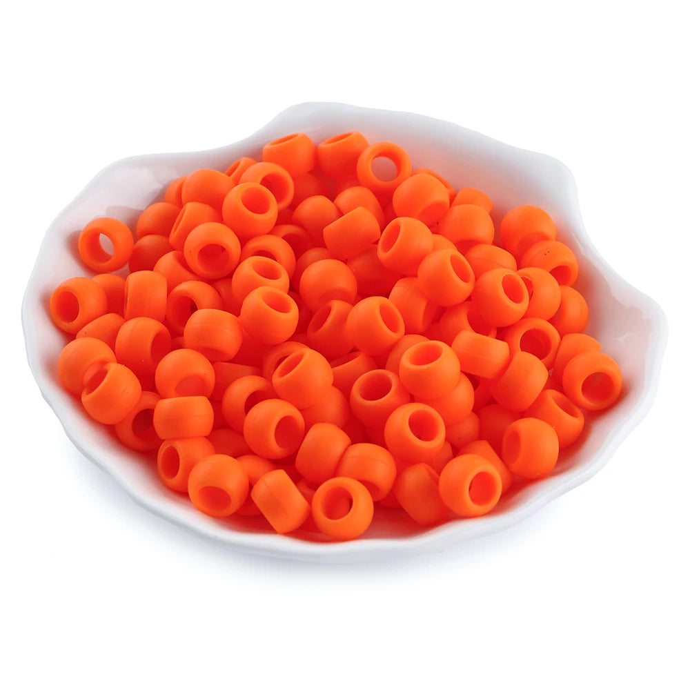 50/100pcs Silicone Hair positioning  Beads 6x9MM Big Hole Spacer Beads For Diy Jewelry Charms Bracelets Making Hair Supplies