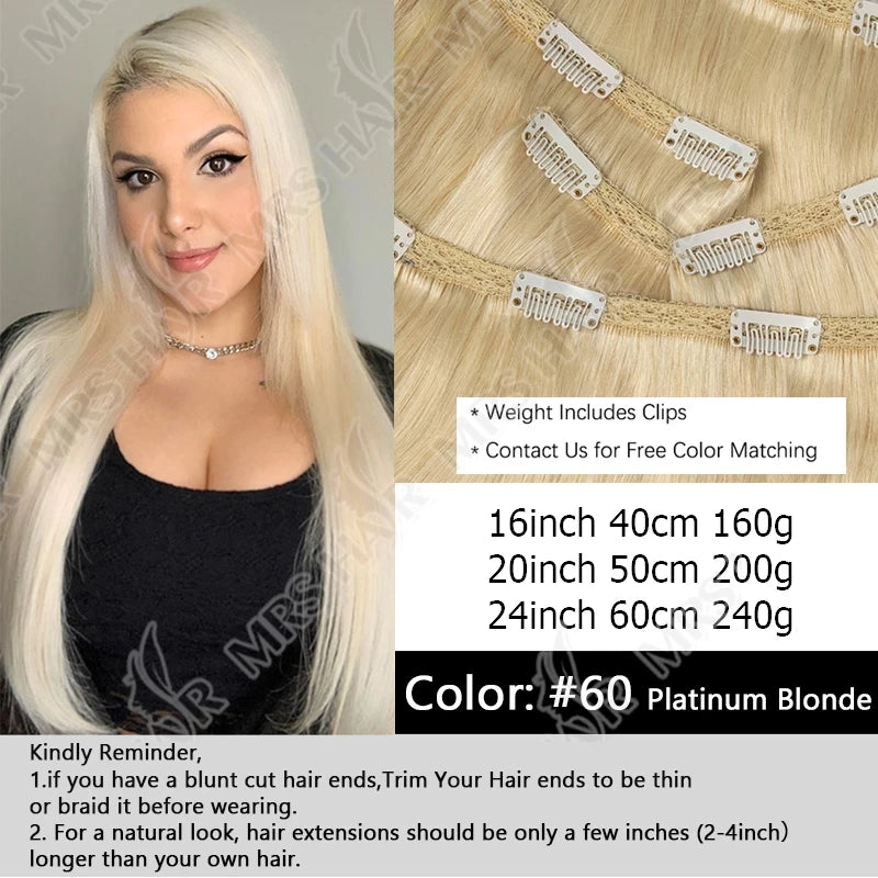 Clip in Hair Extension Human Hair Machine Remy 24inch 240g Full Head  Real Natural Hair Extensions Thinck End  Hair Clips 6PCS