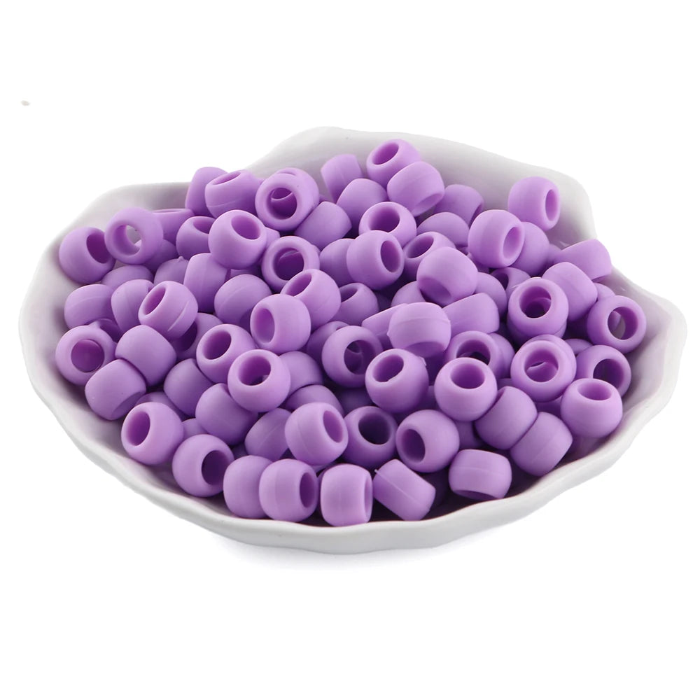 50pcs 6*9mm Large Hole Pony Candy Colorful Silicone Beads Set For Jewelry Making DIY Hair Braiding Bracelet Necklace Handicrafts