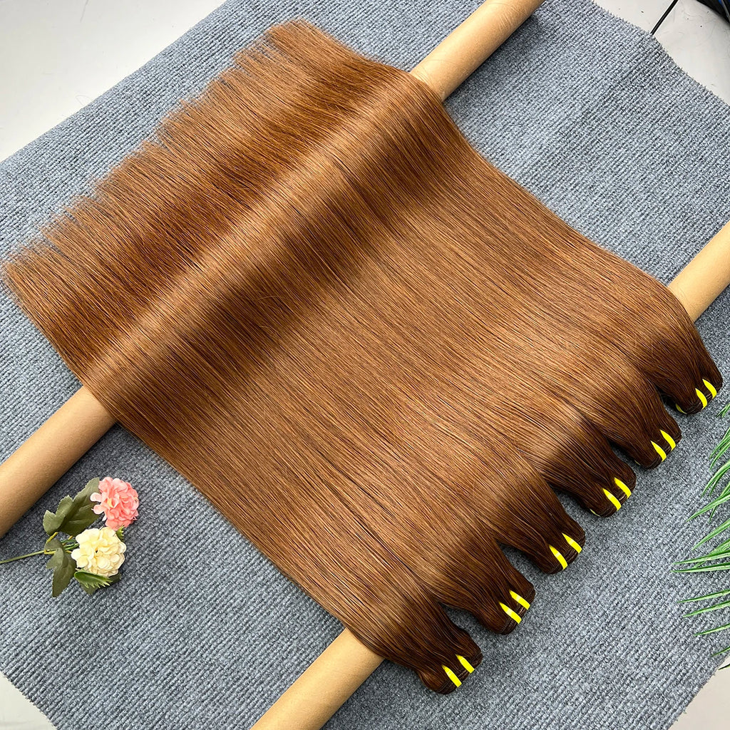 #4 Dark Brown Silky Straight 100% Human Hair Bundles 15A Raw 1 3 4 Pcs Hair Weave Colored Bundles Double Weft Extensions