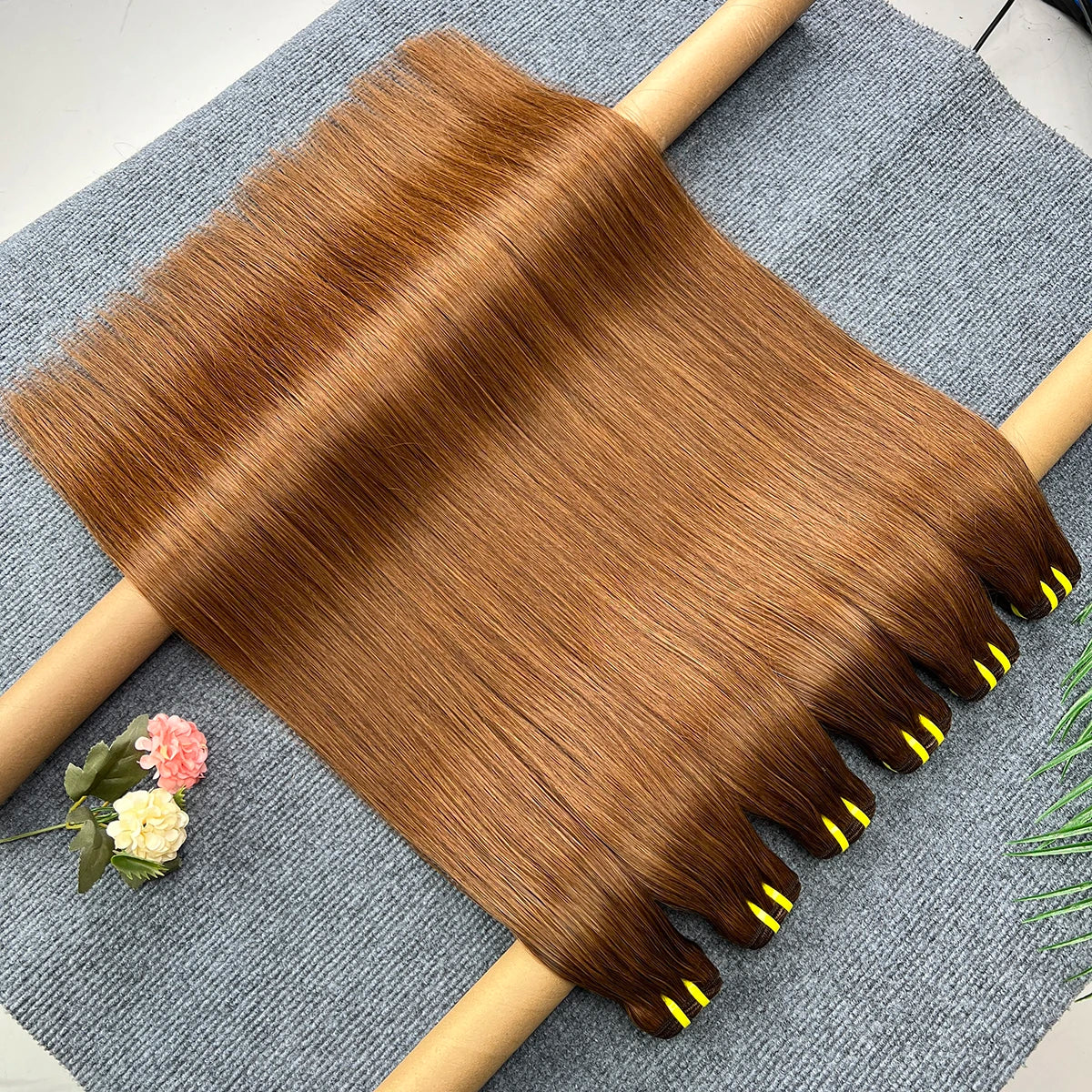 #4 Dark Brown Silky Straight 100% Human Hair Bundles 15A Raw 1 3 4 Pcs Hair Weave Colored Bundles Double Weft Extensions