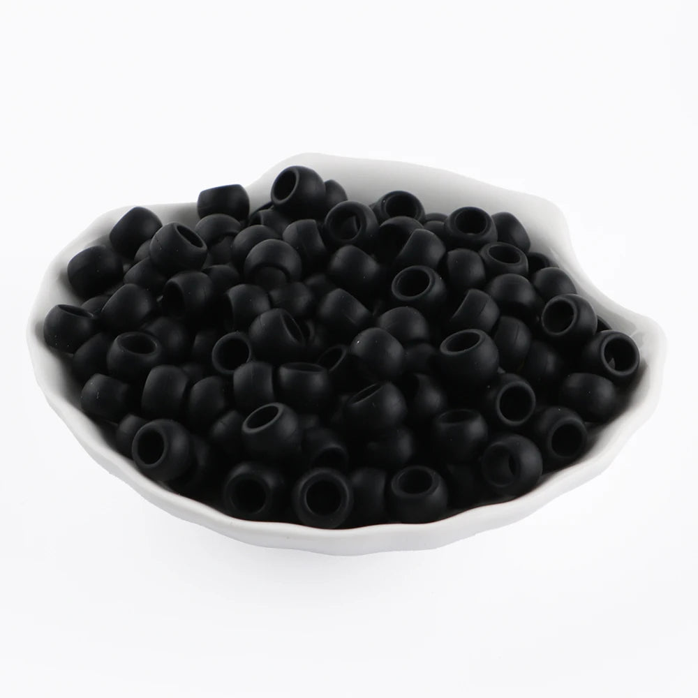 50/100pcs Silicone Hair positioning  Beads 6x9MM Big Hole Spacer Beads For Diy Jewelry Charms Bracelets Making Hair Supplies