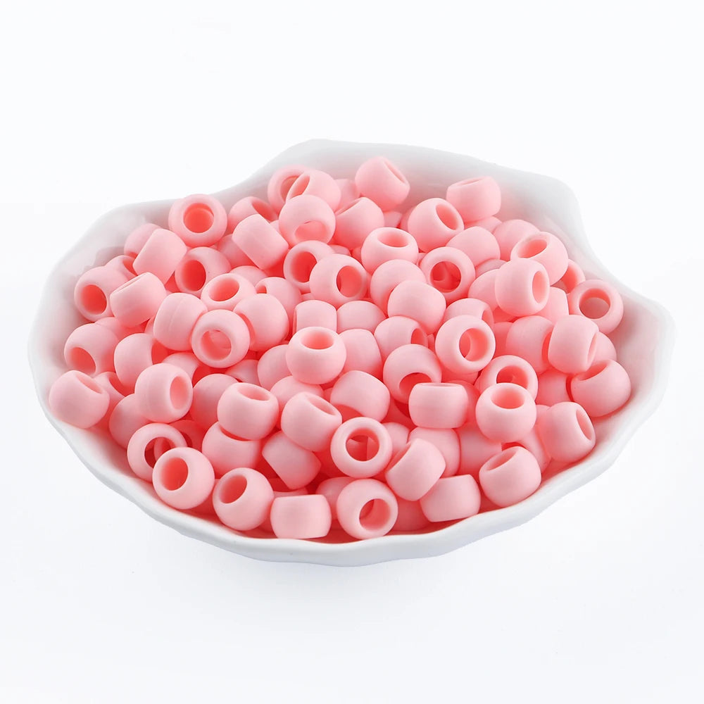 50pcs 6*9mm Large Hole Pony Candy Colorful Silicone Beads Set For Jewelry Making DIY Hair Braiding Bracelet Necklace Handicrafts