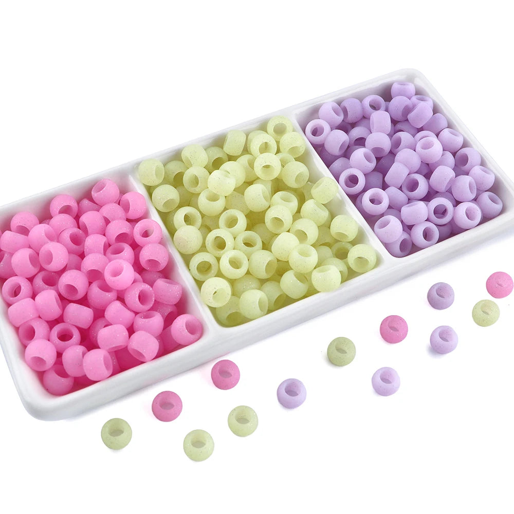 50pcs 6*9mm Large Hole Pony Candy Colorful Silicone Beads Set For Jewelry Making DIY Hair Braiding Bracelet Necklace Handicrafts