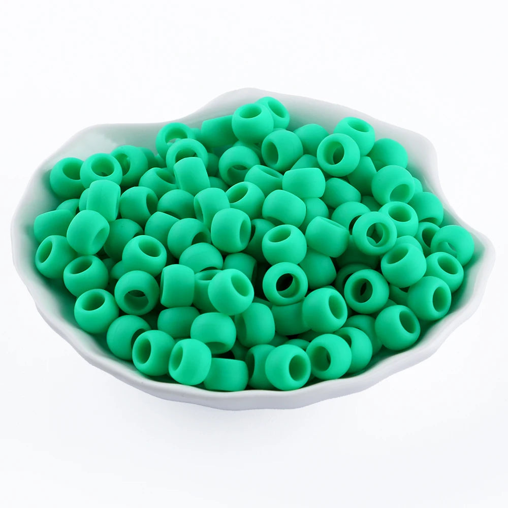 50pcs 6*9mm Large Hole Pony Candy Colorful Silicone Beads Set For Jewelry Making DIY Hair Braiding Bracelet Necklace Handicrafts