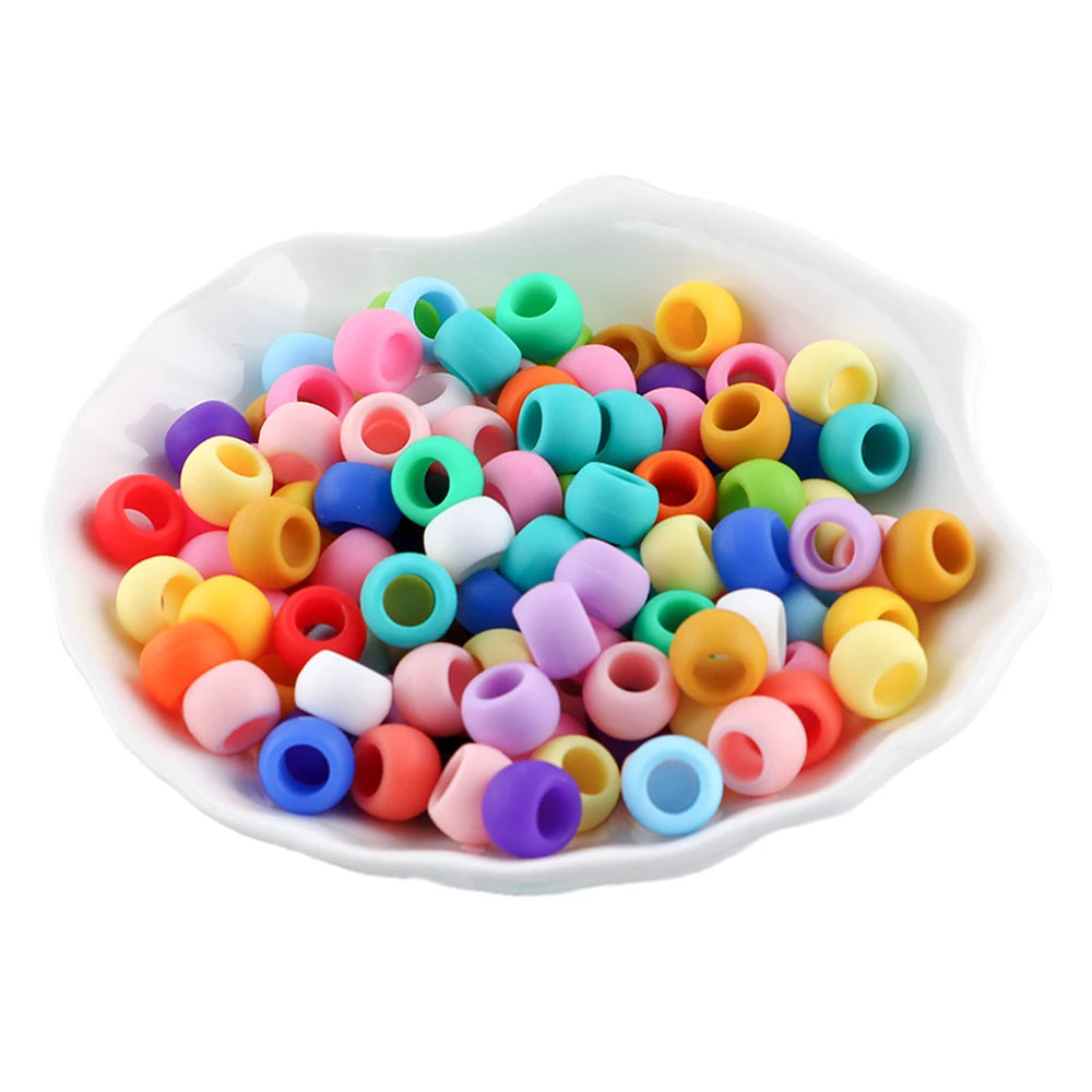 50/100pcs Silicone Hair positioning  Beads 6x9MM Big Hole Spacer Beads For Diy Jewelry Charms Bracelets Making Hair Supplies