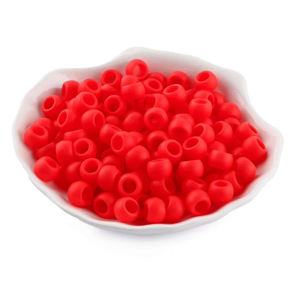 50/100pcs Silicone Hair positioning  Beads 6x9MM Big Hole Spacer Beads For Diy Jewelry Charms Bracelets Making Hair Supplies