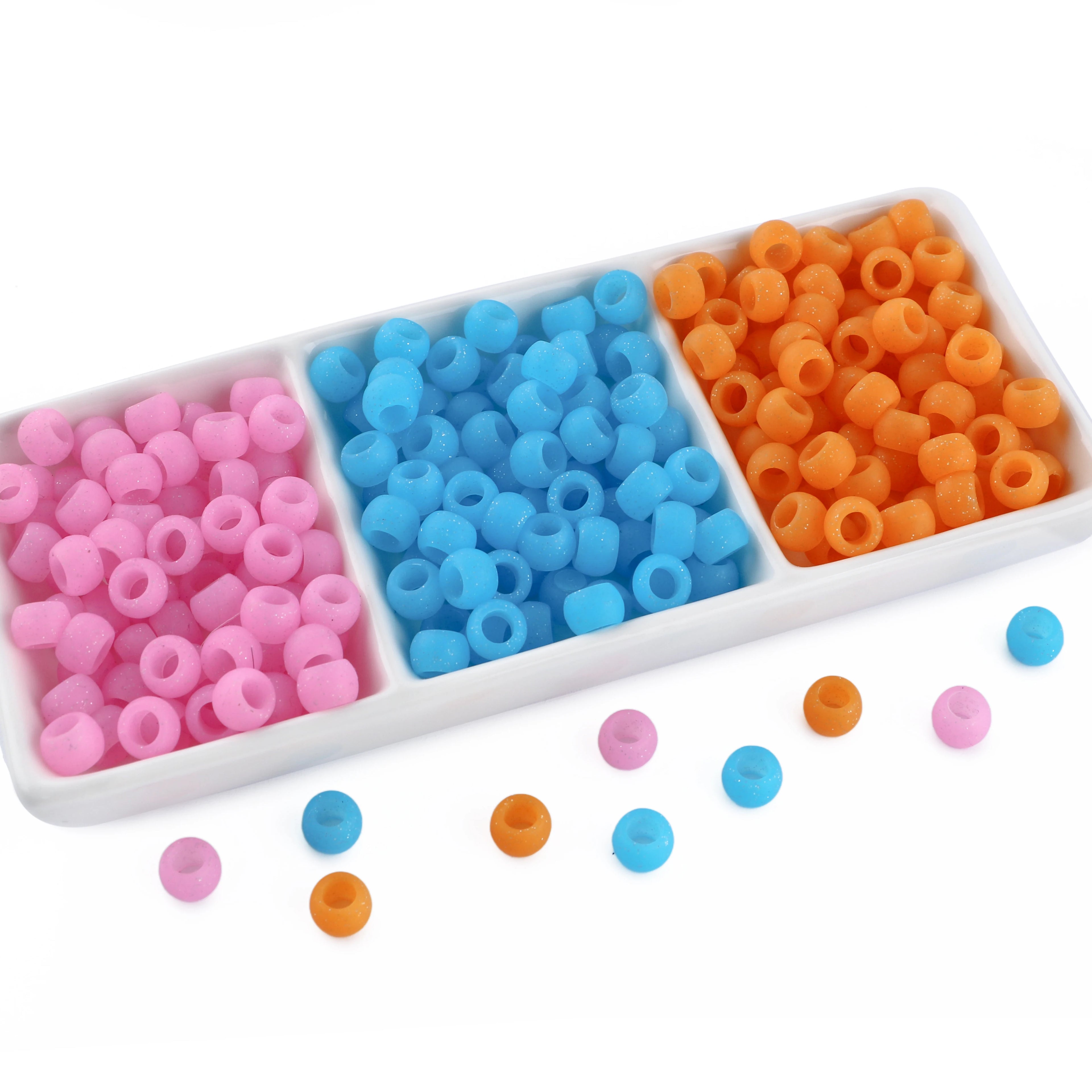 50pcs 6*9mm Large Hole Pony Candy Colorful Silicone Beads Set For Jewelry Making DIY Hair Braiding Bracelet Necklace Handicrafts