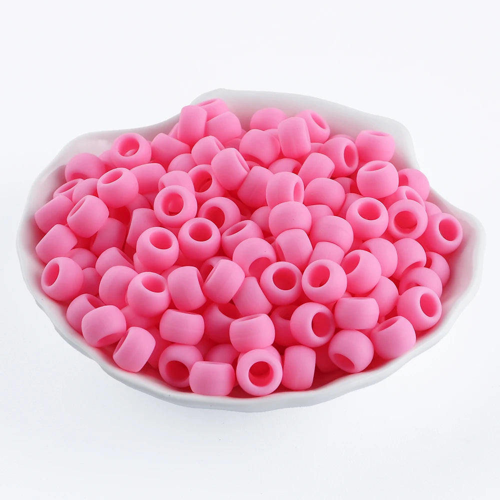 50pcs 6*9mm Large Hole Pony Candy Colorful Silicone Beads Set For Jewelry Making DIY Hair Braiding Bracelet Necklace Handicrafts