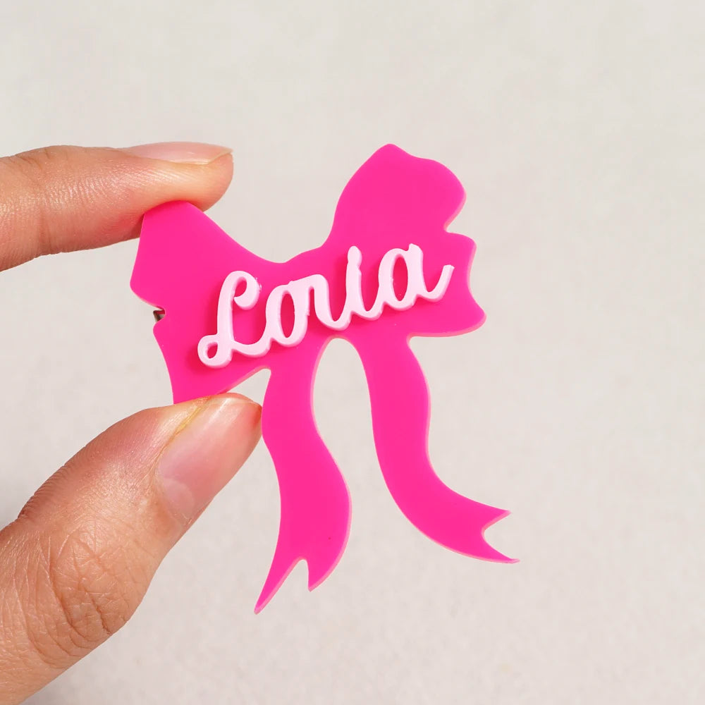 1PC Custom PMMA Hair Clip - Personalized Bow & Name Accessory | Laser Engraved DIY Cute Unique Gift for Teens Daily Use