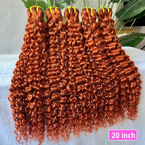 #350 Colored Deep Curly Human Hair Bundles Ginger Orange 100% Virgin Vietnamese Wavy Hair Weave Extensions 100 Grams/Bundle