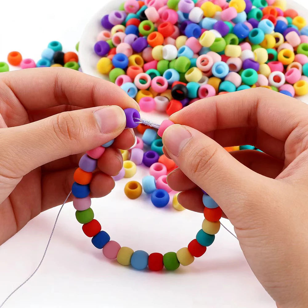 50pcs 6*9mm Large Hole Pony Candy Colorful Silicone Beads Set For Jewelry Making DIY Hair Braiding Bracelet Necklace Handicrafts