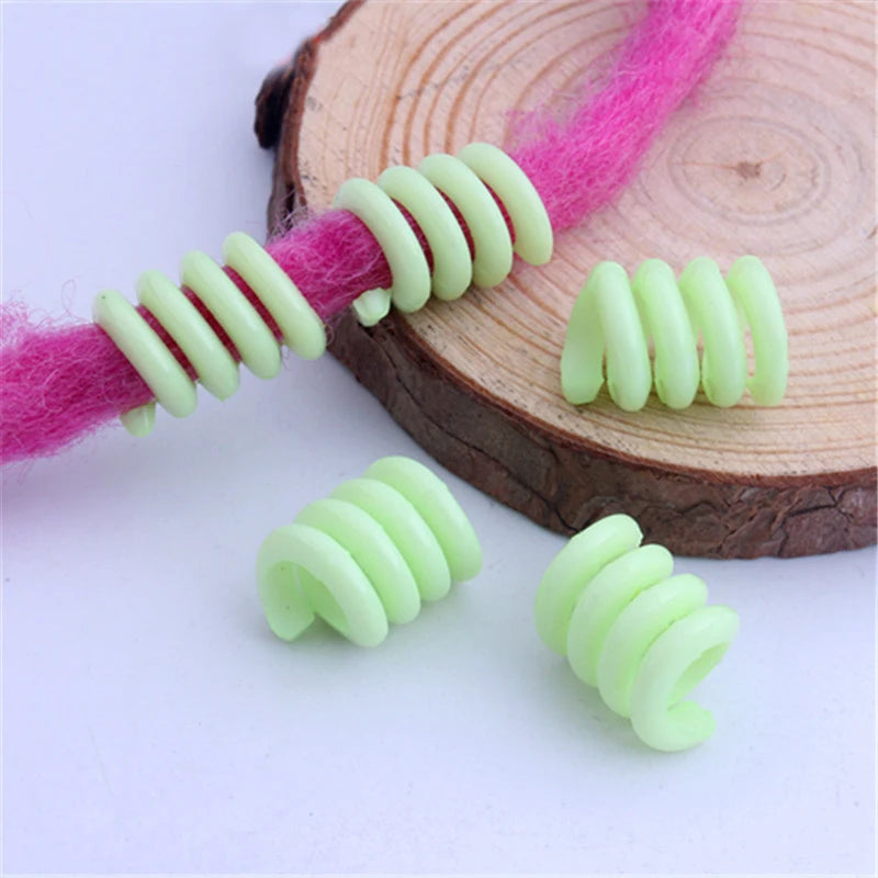 50Pcs 12x18mm Mix Color Acrylic Big Hole Spring Hair Dreadlock Beads Hair Braid Rings Cuff Clips Tube Hair Styling Accessories