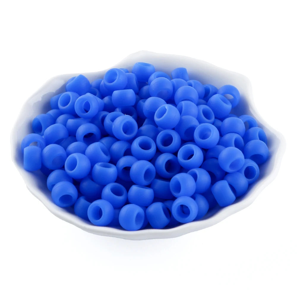 50pcs 6*9mm Large Hole Pony Candy Colorful Silicone Beads Set For Jewelry Making DIY Hair Braiding Bracelet Necklace Handicrafts
